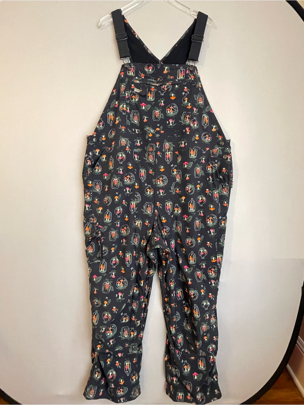Duluth Women's Heirloom Gardening Lined Bib Overalls Mushroom Terrarium Print 2X